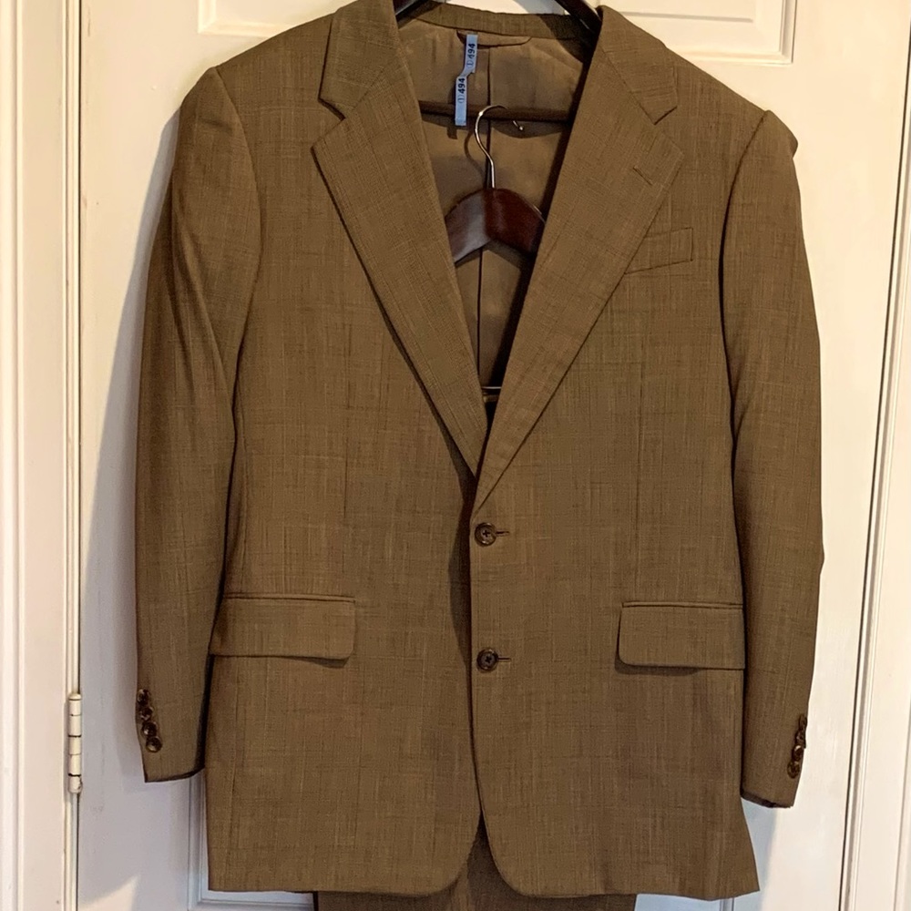 Hickey Freeman suit - taupe glen plaid 42L vintage